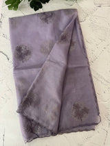 Organza saree with embroidery - MSH375 DuskyGreyishBlue