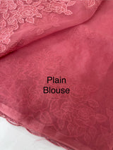 Soft organza saree with applique work - MCW225 Pink