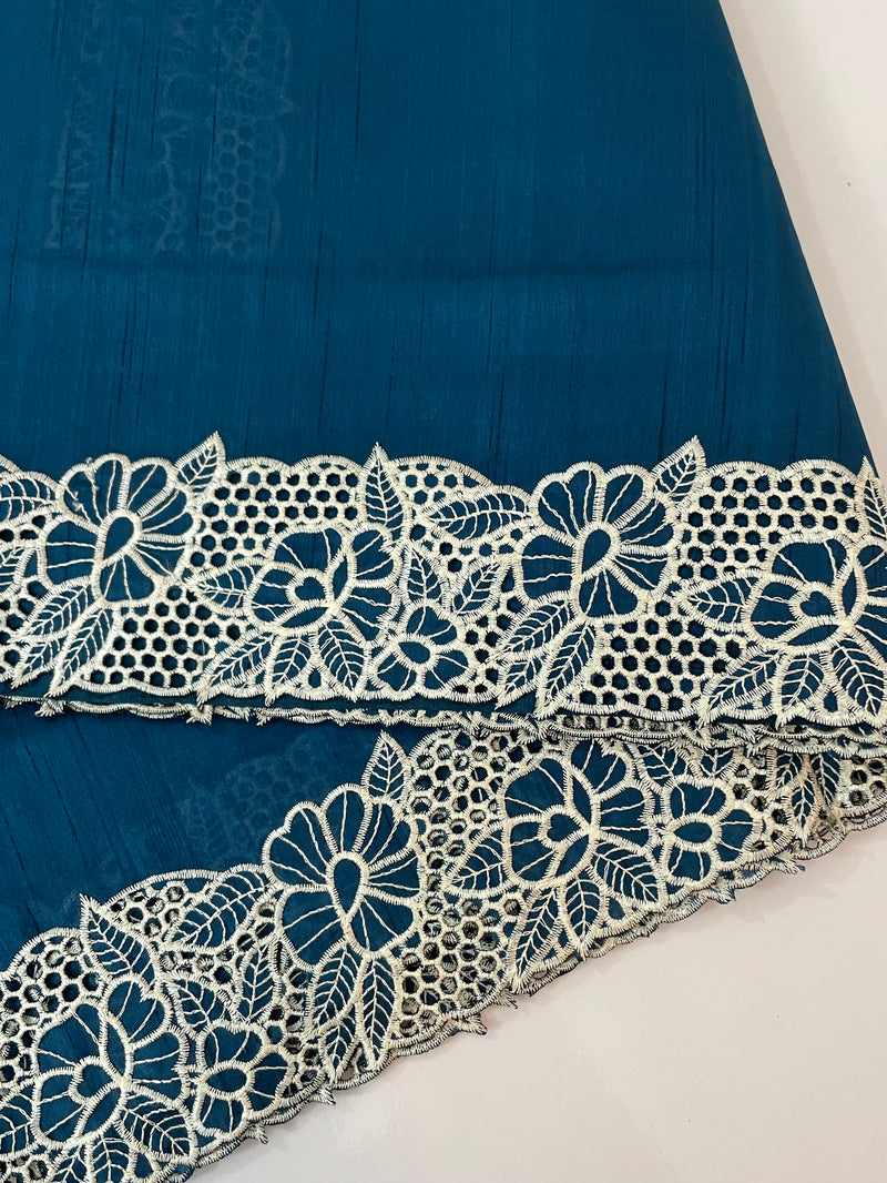 Cutwork Semi tussar saree MTSS879 DeepBlue