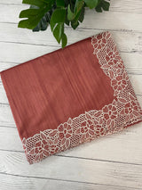 Cutwork Semi tussar saree MTSS879 Dark Peach