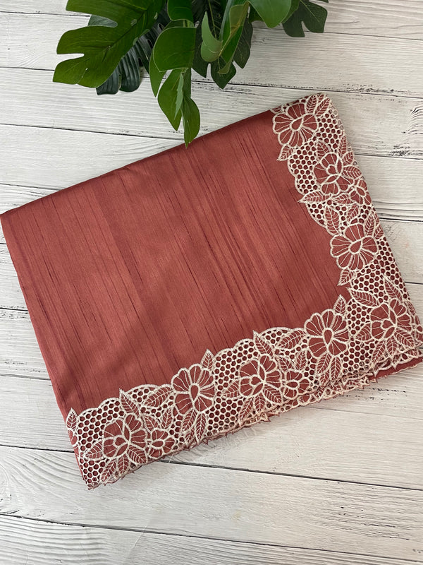 Cutwork Semi tussar saree MTSS879 Dark Peach