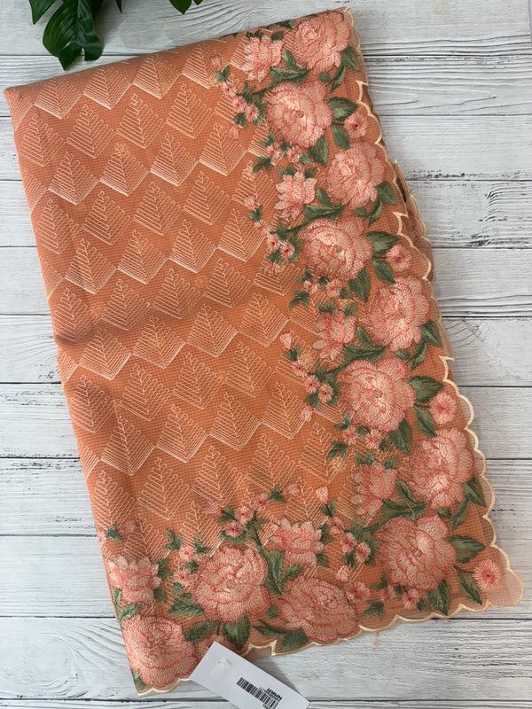 Phulkari NetKota embroidery saree - MPKS905 PeachyOrange