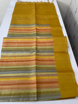 Multi color Semi soft silk saree with borders MSS590