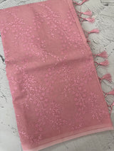 Moonga checks saree with embroidery MSH219 Pink