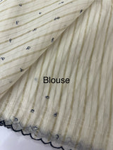 Mul Chanderi saree with foil work & scalloped borders - MNM303 DarkBlue