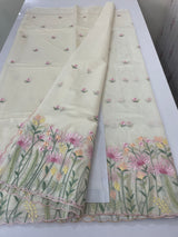 Mul chanderi embriodery saree with scalloped borders MSH176