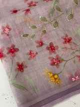 Tissue linen saree with handwork MLS5499