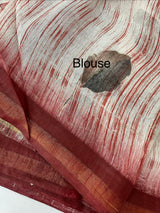 Semi tussar saree with hand painting, kanta embroidery and Pita work MS3433