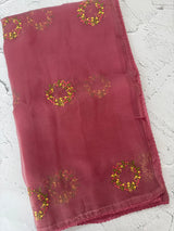 Crush chiffon saree with embroidery MCH345 DustyRose