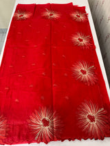Organza saree with embroidery borders MOS4765 Red