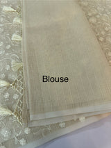 Moonga checks saree with embroidery MSH219 Ivory (2)