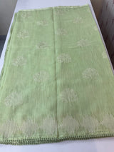 Semi linen saree with embroidery- MS15087 PastelGreen