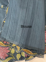 Cutwork Semi tussar saree with cross stitch embroidery MTSS855