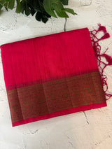 Jute silk saree with antique zari weaving MJL399 Fuchsia Pink
