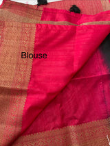 Soft silk sarees with contrast pallu & blouse MJL890Black andpink