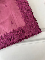 Blended tussar saree with cutwork - MSHK132 Dusty DarkPink