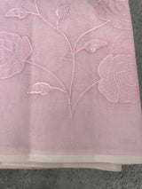 Supernet saree with applique work MCJ8432- Pastel Pink