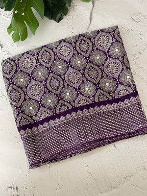 Semi modal silk saree with mirror work - MMB501 Purple