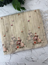 Silky kota embroidery saree with One side border MSK876(2) - Beige
