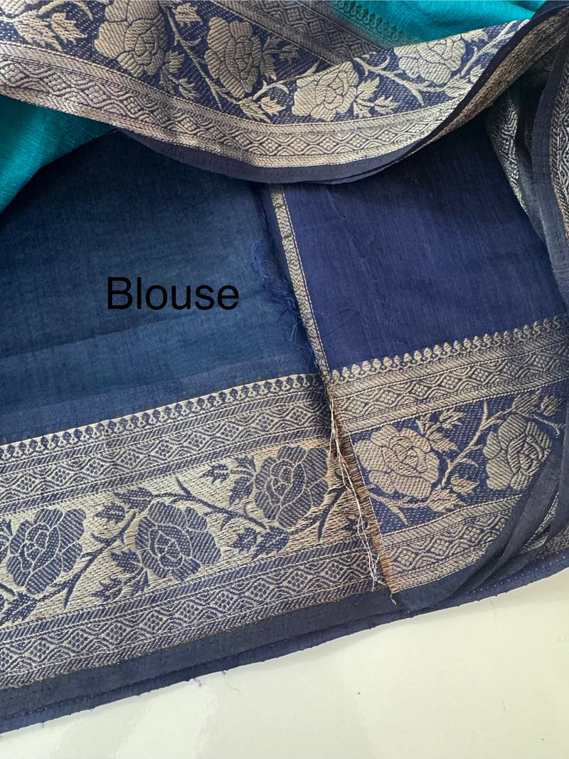 Jute linen sarees with contrast pallu & blouse MJL456