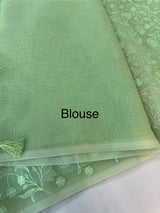 Moonga checks saree with embroidery MSH219 Pista