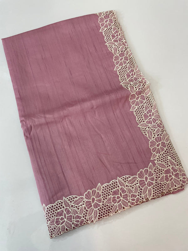 Cutwork Semi tussar saree MTSS879 OnionPink