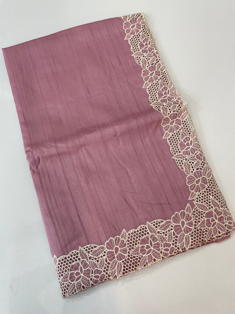 Cutwork Semi tussar saree MTSS879 OnionPink