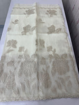 Tissue Organza Applique work saree MS13876 Offwhite