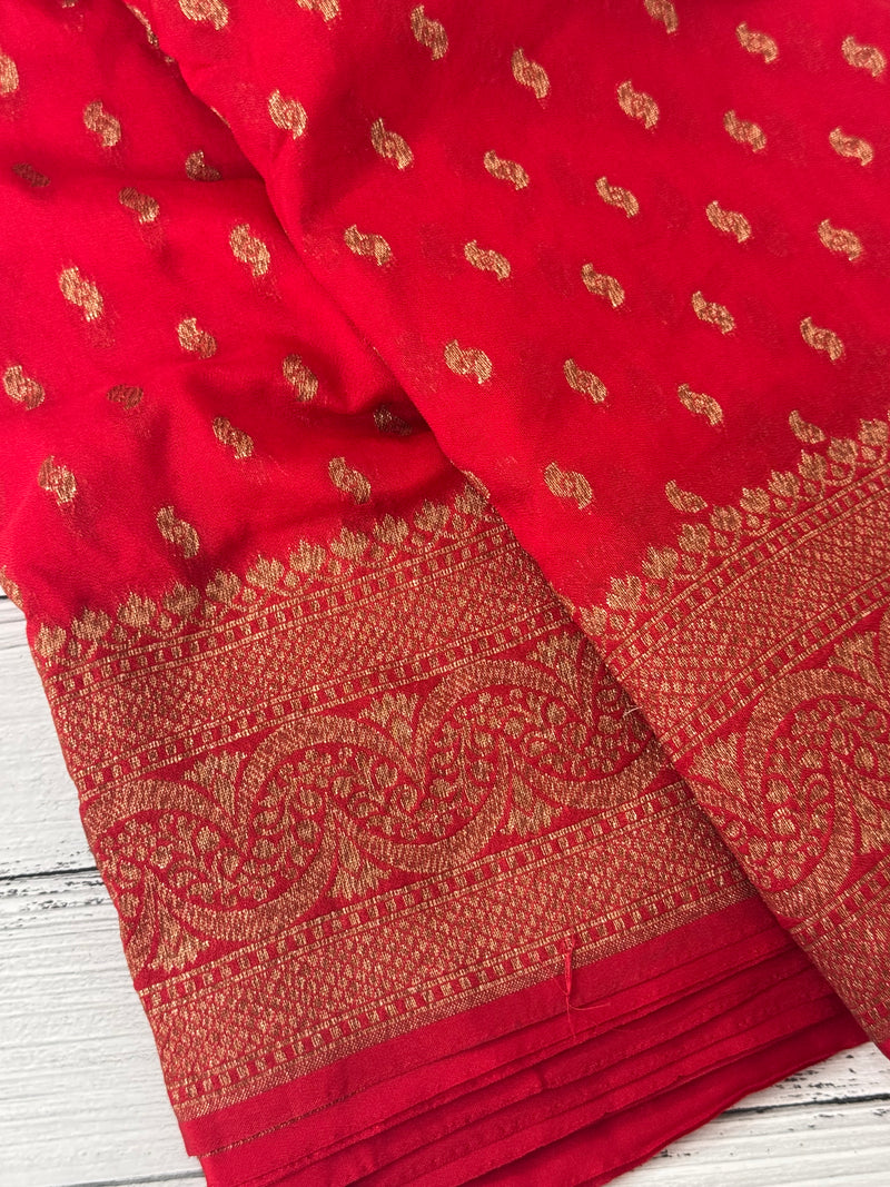 Semi Banarasi Georgette saree MKGS ChilliRed