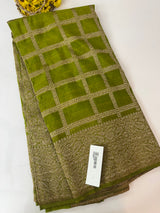 Semi banarasi Khaddi Georgette saree - MS1498 Leaf Green
