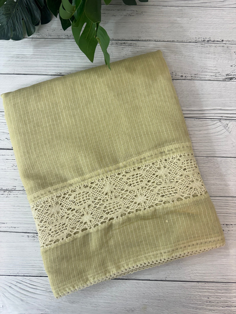 Kota saree with crochet work and lace border MCJ879 PastelLime