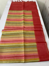 Multi color Semi soft silk saree with borders MSS590