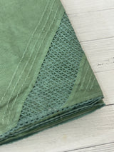 Supernetsaree with crochet work and lace border MCJ5433 - DuskyGreen (Design - Diagonal Crochet)