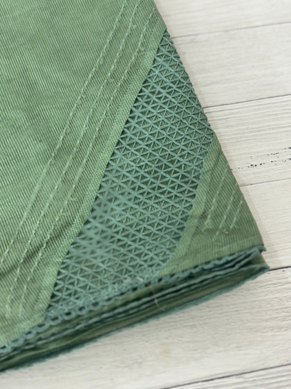 Supernetsaree with crochet work and lace border MCJ5433 - DuskyGreen (Design - Diagonal Crochet)
