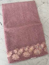 Soft Organza saree with thread work and tissue applique borders - MCW605 PastelOnionPink