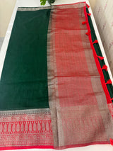 Jute linen sarees with contrast pallu & blouse MJL456