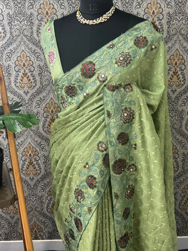 Phulkari NetKota embroidery saree - MPKS901