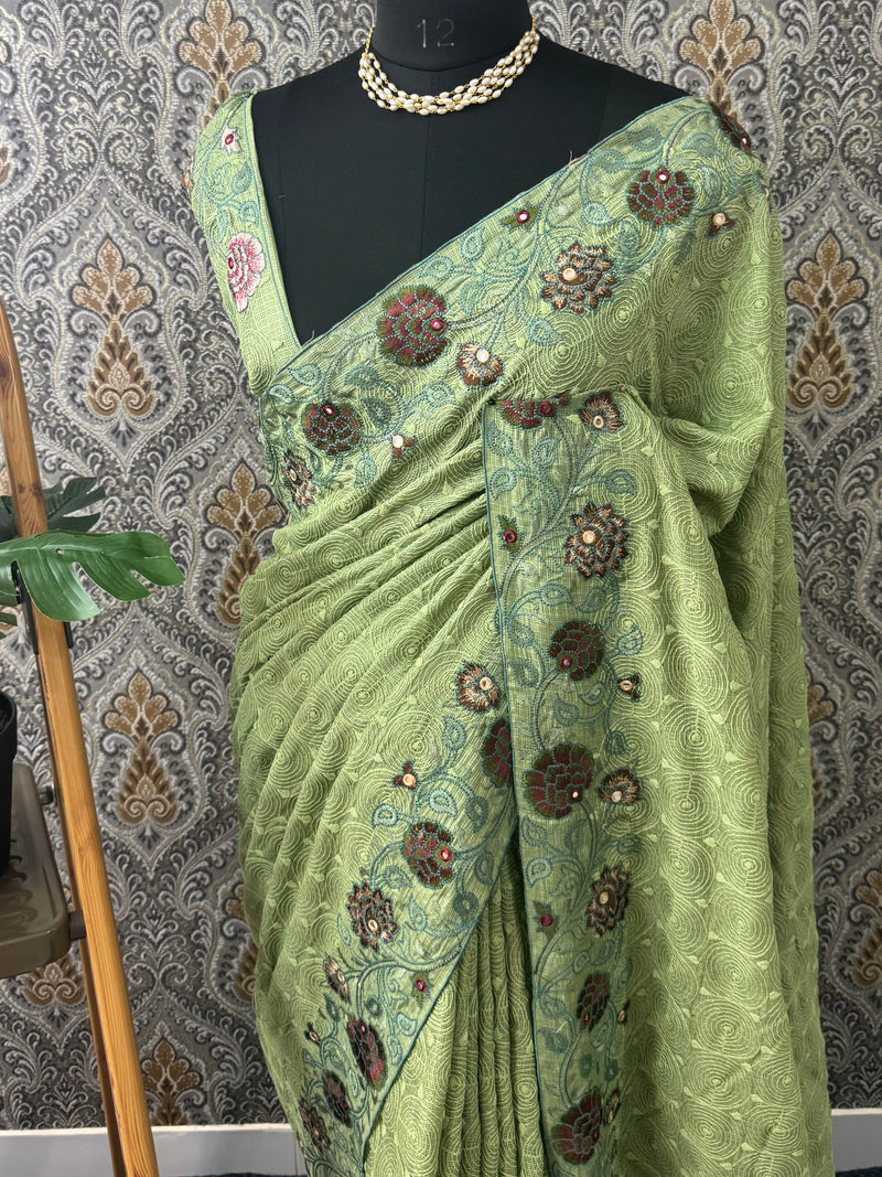 Phulkari NetKota embroidery saree - MPKS901