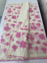 Mul chanderi applique work saree MSH170