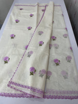 Mul chanderi embriodery saree with scalloped borders MSH290