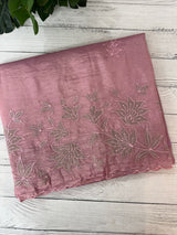 Crush Organza applique work saree MS14589