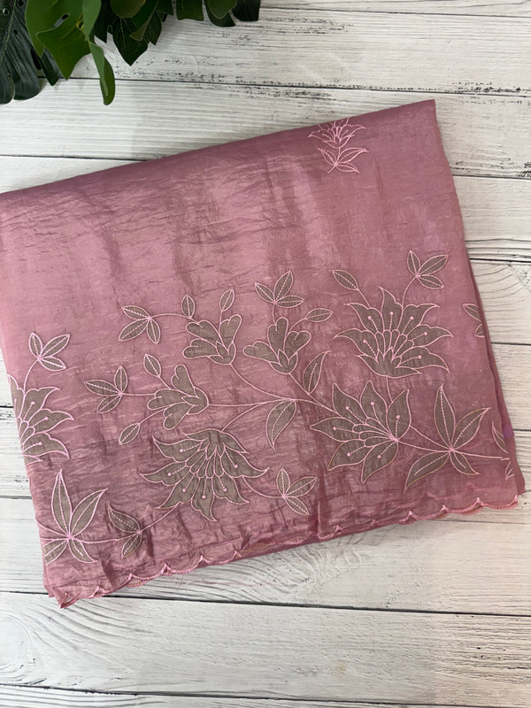 Crush Organza applique work saree MS14589