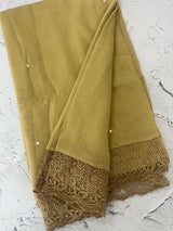 Soft crushed chanderi crepe silk saree with lace borders MLS466