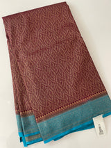 Banarasi semi katan saree with contrast border SHKNTNM- Wine to Blue