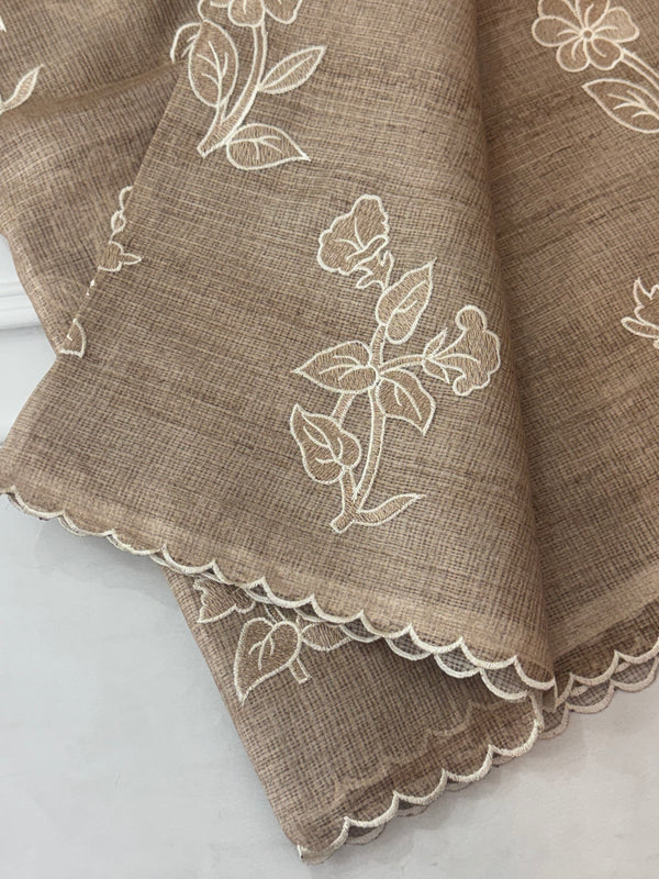 Soft kota silk saree with embroidery and scalloped border MS14983