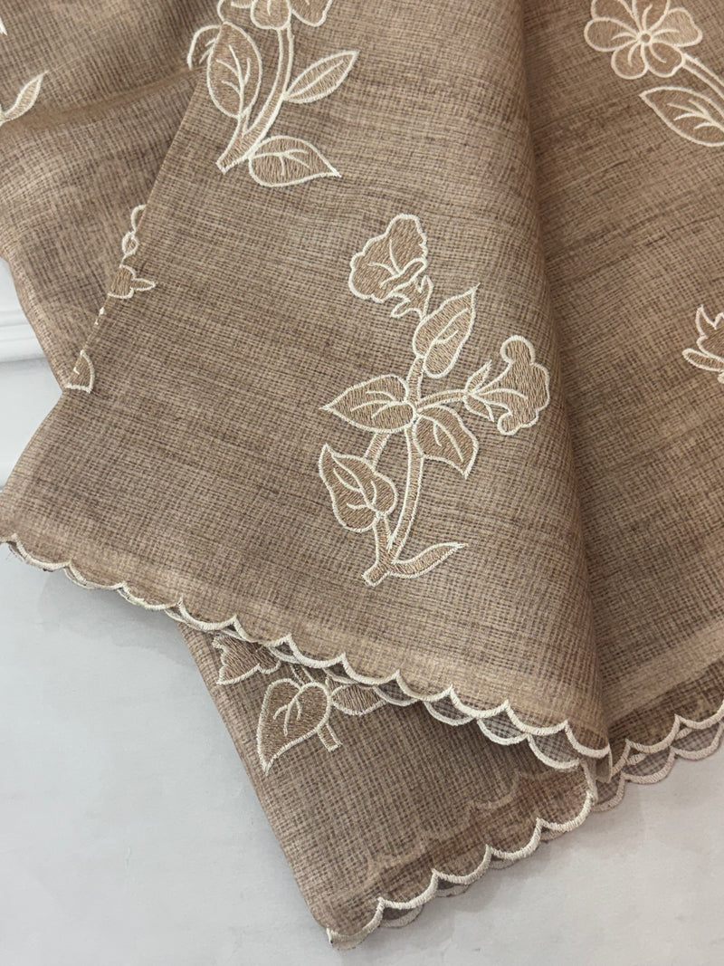 Soft kota silk saree with embroidery and scalloped border MS14983