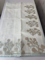 NetKota Applique work saree  MSH123- White & AquaBlue