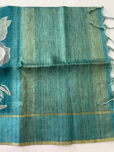Soft silk saree with thread work and digital prints MGS5678