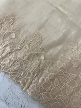 Tissue Organza silk saree with embroidery borders PNCK34 ChampagneGold