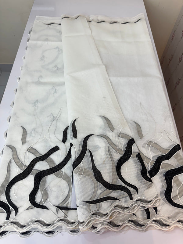 Kota silk embroidery saree  MSH125 - Black & White